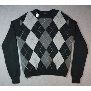 Brandy Melville John Galt Women's Argyle Sweater Sz XL Black gray